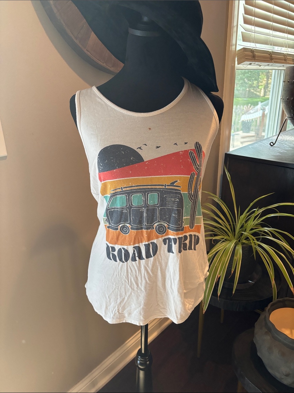 Road Trip Graphic Tank Top - White